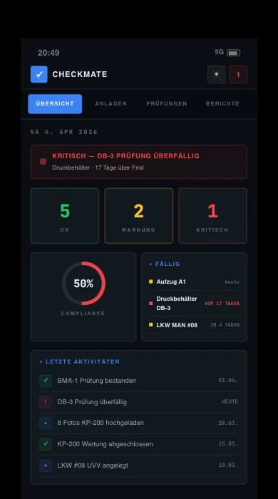 CheckMate — Industrie-Tool Screenshot